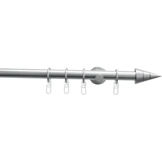 GARDINIA Gardinenstangen Set Kegel 1-läufig 20mm 200cm Edelstahl-Optik