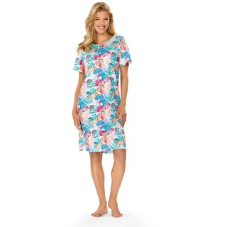 comtessa Nachthemd Comtessa Damen Nachthemd Kurzarm Türkis (1-tlg) mit tropischem Muster blau 50