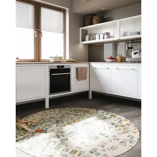 benuta Nest Vintage Teppich Casa - Mehrfarbig 300 cm Rund - Teppich für Wohnzimmer, Schlafzimmer und Flur - Pflegeleicht - Fußbodenheizung Geeignet