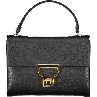 Elegante schwarze Damen-Handtasche mit Henkel und abnehmbarem Riemen - Schwarz