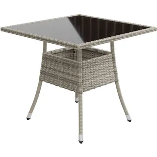 Juskys Yoro Polyrattan Gartentisch quadratisch 80 x 80 cm Grau