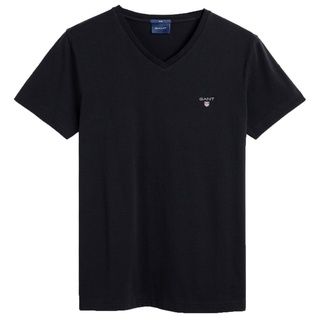 GANT Herren T-Shirt - Original Slim V-Neck T-Shirt, Baumwolle, kurzarm Schwarz XS