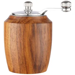 BURLOE Salzmühle Pfeffermühle Gewürzmühle, Runde Holz Salz Aus Erstellbare Gewürzmühle Mit Kurbel Für Haus Und Küche Chilimühle Pfeffermühlen,1