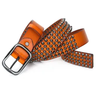 WRJAHCG Damengürtel, Nietengürtel Damen, Nietengürtel im Punk-StilLegierungsschnalleLedermaterial,Gelb,115cm/45.3'' - 115cm/45.3''