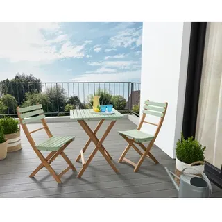CASAYA Balkonset »Wien«, 2 x Klappstühle, 1 x Tisch, Akazienholz, mint - gruen