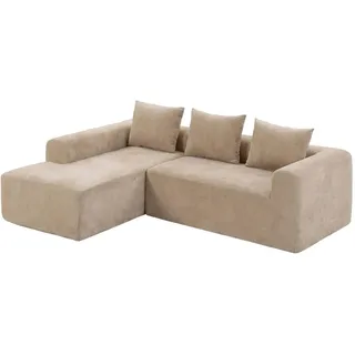 Homcom Ecksofa, Beige, Textil, 3-Sitzer, Füllung: Schaumstoff, L-Form, 242x178 cm, Wohnzimmer, Sofas & Couches, Wohnlandschaften, Ecksofas