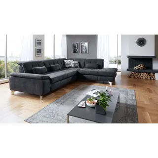 Ecksofa Wohnlandschaft Polsterecke Engine in Stoff schwarz Sitztiefenverstellung