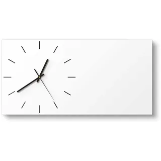 DEQORI Glasuhr | vertikal 60x30 cm | Unifarben - Weiß | große XXL Design Uhr aus Glas | leise Wanduhr für Wohnzimmer & Küche | moderne Hingucker Uhr für die Wand