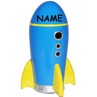 alles-meine.de GmbH Spardose als Rakete - incl. Name - stabile Sparbüchse aus Kunstharz - Weltall Raumfahrer Sparschwein Weltraum - Reisekasse Urlaub Reisen für Jungen Astronaut ..