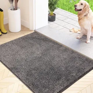 Graue, Staubdichte Fußmatte 60x90 Cm, Rutschfest Und Saugfähig, Weiche Mikrofaser Für Hunde, Eingangsbereich Und Flur
