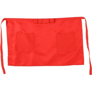 Kurze Schürze Mit Schleife, Für Damen Und Herren, Halbe Service-schürze Mit Taschen Für Kellner/kellnerin, Restaurant-kellner-arbeitsschürze, Küchen- Und Tischwäsche (rot).