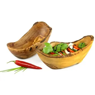 Schale "Rustikal" aus Olivenholz 14 - 18 cm