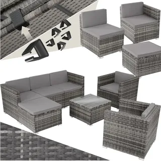 Tectake Lignano Rattan Lounge 7-tlg. Grau
