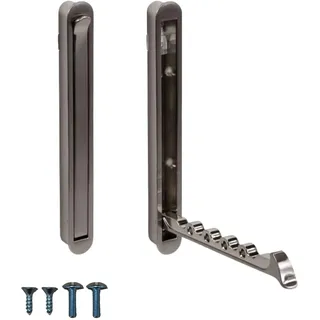 Gedotec Kleiderhaken klappbar aus Metall 140 mm Edelstahl Optik zum Schrauben - Garderobenhaken MITAL - ausklappbarer Kleiderbügelhalter zum Einlassen für Holzpaneel & Möbel