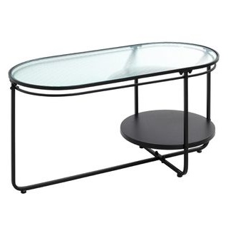 Haku-Möbel Beistelltisch 23586, Leeds, schwarz, 90 x 49 x 42cm (B/H/T), transparent, oval