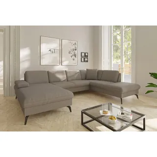 sit&more Wohnlandschaft Morris Jubi U-Form, B: 300 cm, Armteilverstellung, optional mit Bettfunktion, 1 Zierkissen, komfortable Sitzhöhe 44 cm beige