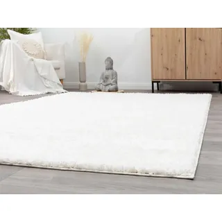 Steffensmeier Hochflor-Teppich Vaasa, Rechteckig, Shaggy, Langflor, Kunstfell weiß 120 cm x 170 cm
