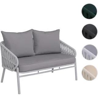 Aluminium-Gartenbank HWC-P90, Gartensofa Outdoor Sitzbank, Seilgeflecht Rope Stoff/Textil (180g/m2) ~ hellgrau