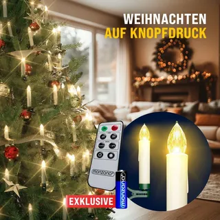 DEUBA Baumkerzen LED Kabellos 30er Set Warmweiß