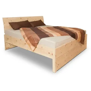 geborgenschlafen.com Boxspringbett Ella aus Zirbenholz : Massivholzbett, metallarm, unbehandelt, Verschiedene Größen, optional mit Bettkasten, Made in Germany (ohne Bettkasten, 90 x 200 cm)