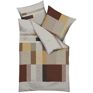 Kaeppel Fein-Biber Bettwäsche in 135x200 + 80x80 cm Design 115-582-D1 Damian Zimt Melange-Optik