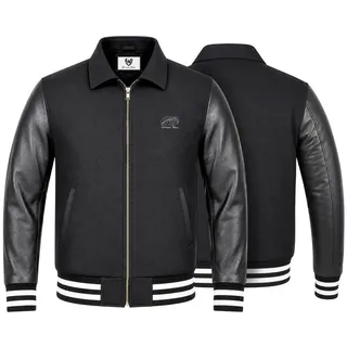 German Wear Collegejacke CJ003 Collegejacke Blouson Wolljacke Lederärmel schwarz 54/XL