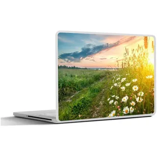 MuchoWow Laptop-Aufkleber Blumen - Gänseblümchen - Natur - Sonne - Horizont, (1tlg), Selbstklebendes Laptop Folien Cover, Sticker, Kratzschutz, 36x27 cm bunt Ø 45.65 cm x 36.5 cm x 27.5 cm