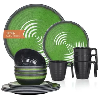 Moritz Geschirr-Set Camping Geschirr Stone Green Geschirr 16 tlg.