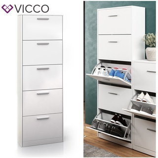 Vicco Schuhschrank Gizmo Schuhkipper Schuhregal Regal 5 Fächer  Weiß