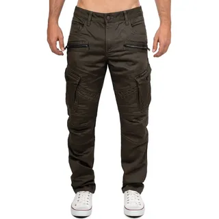 Cipo & Baxx Bikerjeans Herren Straight Fit Hose Mid Waist BA-CD424 Cargohose im angesagten Biker-Stil grün 42