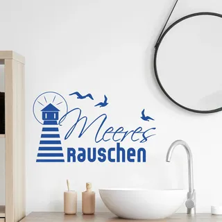 GRAZDesign Wandtattoo Bad Leuchtturm Wandaufkleber Badezimmer Wand Aufkleber - 52x30cm / 056 lichtblau