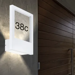 Außenleuchte Wandlampe Fassadenleuchte Hausnummer Up&Down Strahler Alu Glas weiß