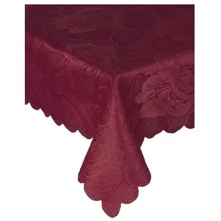 Emma Barclay Damast Rose Jacquard-Tischdecke, 178 x 274 cm, Weinrot