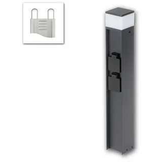 KANLUX Außenleuchte Aluminium 50 cm IP44 2x Steckdosen Anthrazit