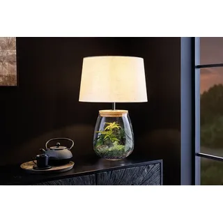 riess-ambiente Tischleuchte CLASSICO 60cm weiß / transparent · Tischlampe mit befüllbarem Glas-Fuß, Ein-/Ausschalter, ohne Leuchtmittel, Wohnzimmer · mit Leinenschirm · Dekoration · Landhausstil · Design weiß Ø 40 cm x 40 cm x 58 cm x 40 cm