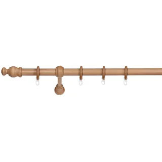 Ondeco Gardinenstange Holz 28mm 1-lauf Komplettgarnitur Vorhangstange Farbe: Buche, Größe: 120 cm