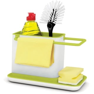 Joseph Joseph - küchen spülbecken caddy organizer mit schwammhalter und spültuchhalter, küchen zubehör, weiß/grün, Medium