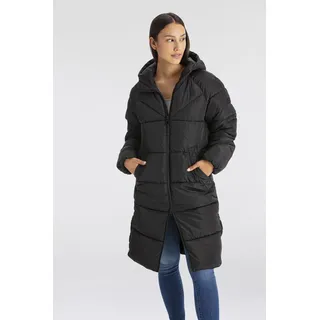 Steppmantel ONLY "ONLAMAND LONG PUFFER COAT CS OTW", Damen, Gr. XS (34), schwarz, Web, Steppware, Obermaterial: 100% Polyester, unifarben, modisch, lässig geschnitten lang, Langarm, Mäntel, mit Kapuze und praktischem 2-Wege Reißverschluss