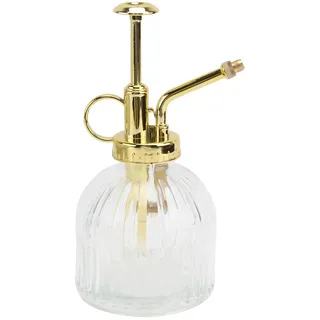 Yardwe 1 Stücke Glas Gießkanne-Vintage Stil Glaspflanze Sprühflasche Kleine Gießkanne Indoor für Sukkulenten Zimmerpflanze Sprühflasche für Garten Pflanzen Reinigung (Transparent + Golden)
