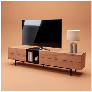 Newroom Lowboard Wildeiche 195 cm, TV Board Wildeiche Vintage Industrial Landhausstil TV Schrank braun