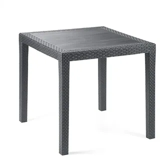 Gartentisch Rattan Optik ohne Schirmloch Tisch schwarz 79 x 79 cm Bistrotisch Beistelltisch