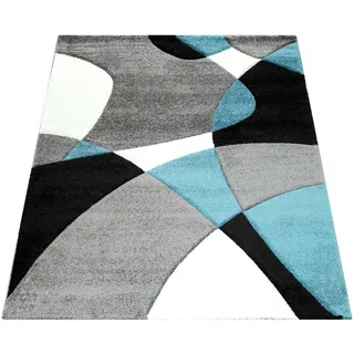 Paco Home Designer Teppich 200 x 290 cm Türkis/Grau/Schwarz