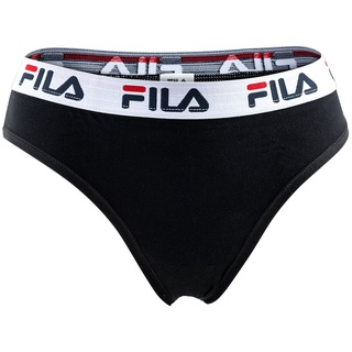 FILA Damen Brazilian Slips, Vorteilspack - Panty, Logo-Bund, Cotton Stretch, einfarbig, XS-XL Schwarz S 1 Slip (1x1S)