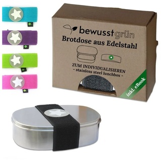 BewusstGrün Lunchbox »DottyBox Edelstahl Brotdose mit Fächern für Kinder«, DottyBox mit Steg, (Original DottyBox-System mit Klettband), Personalisierbare Brotdose für Kindergarten und Schule schwarz