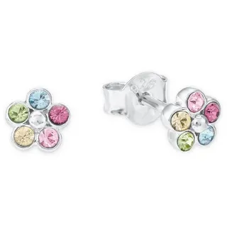 Amor Paar Ohrstecker Blüten, mit Kristallstein blau|gelb|grün|rosa|silberfarben