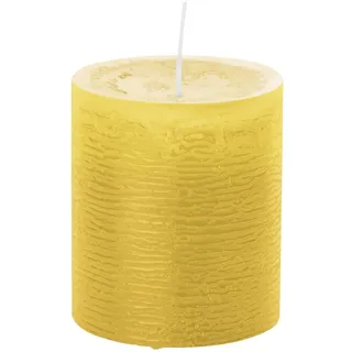 Wiedemann Kerzen Dotter gelbe Rustic Kerzen, durchgefärbte Stumpenkerzen inkl. ASF 130 x 78 mm