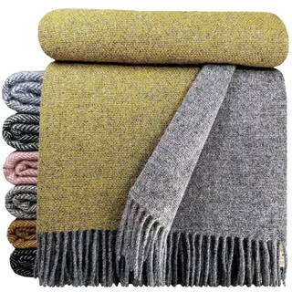 Wolldecke Wolldecke TIROL (doubleface) 100% Schurwolle 140 x 200 cm, STTS gelb|grau