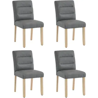Merax Esszimmerstühle, 4er set, Stühle, moderne minimalistische Wohn- und Schlafzimmerstühle, Stühle mit Eichenbeinrücken, grau
