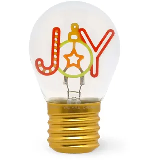 LEGAMI - Glühbirnenförmige Tischlampe, wiederaufladbar mit USB Kabel, kabellos, Glühbirnen Fiktion, Joy Thema, 6,8 x 10,3 cm