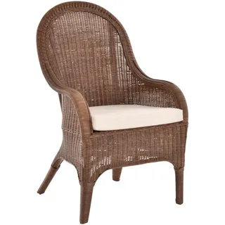 korb.outlet Bequemer Rattansessel mit hoher Rückenlehne Rattan Rattanstuhl Lounge mit Breiten Armlehnen (mit Polster, Braun)